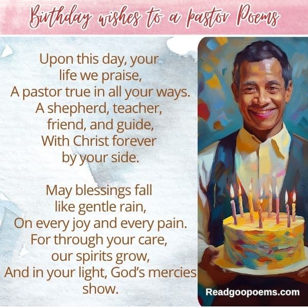 Birthday wishes to a pastor Poems