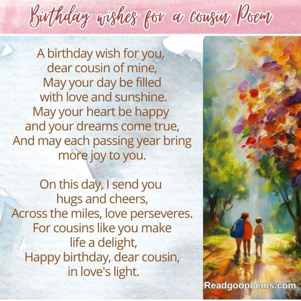 Birthday wishes for a cousin Poem